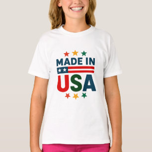 Made in usa patriotic typographic design T-Shirt