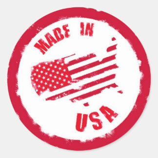 Made in USA rubber stamp design Classic Round Sticker