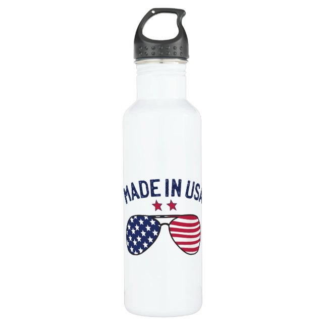 Made in USA United States US Flag Sunglasses 710 Ml Water Bottle (Front)