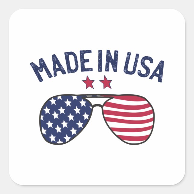 Made in USA United States US Flag Sunglasses Square Sticker (Front)