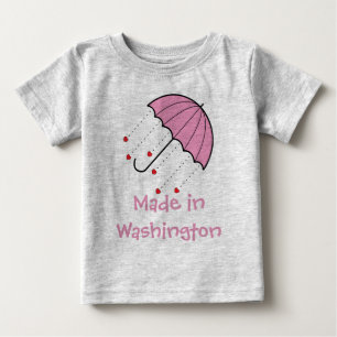 Made in Washington - Umbrella with Hearts (Pink) Baby T-Shirt