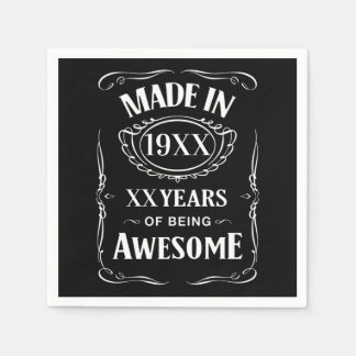 Made in year XX years of being awesome custom bday Napkin