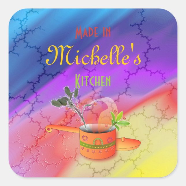 "Made in Your Kitchen" Multicolored Template Square Sticker (Front)