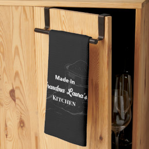 Made In [Your Name] Kitchen Black Bakers Tea Towel