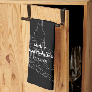 Made In [Your Name] Kitchen Black Wine & Cheese Tea Towel