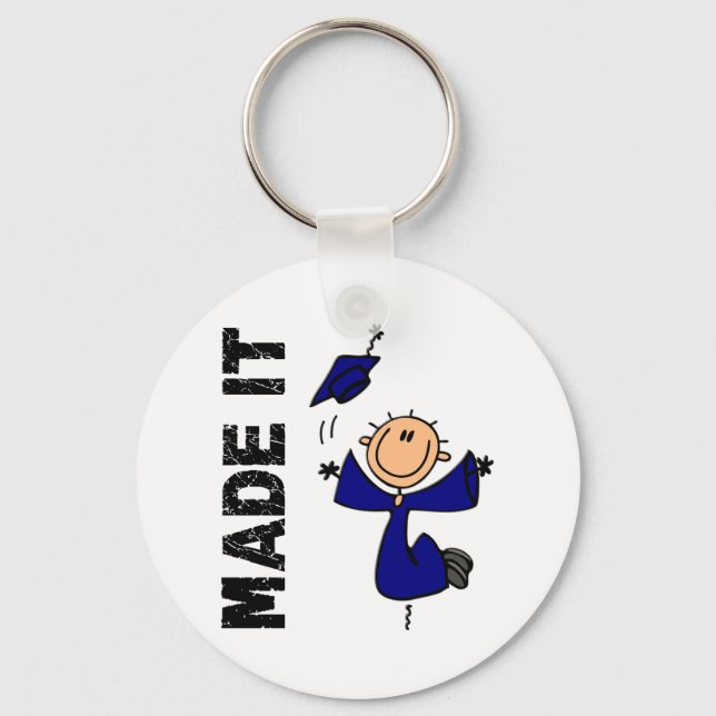 MADE IT Stick Figure Graduation Key Ring (Front)