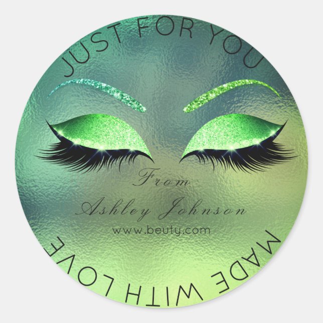 Made  Love Glitter Lashes Beauty Tropical Makeup Classic Round Sticker (Front)