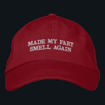 Made My Fart Smell Again Parody Hat<br><div class="desc">This funny parody hat says "made my fart smell again." Great gift idea for someone who tends to pass a lot of gass!</div>