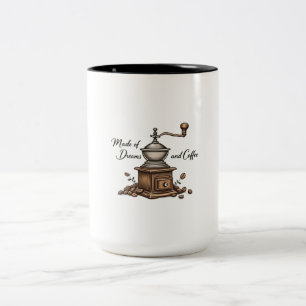 "Made of Dreams and Coffee" Two-Tone Mug - Coffee 