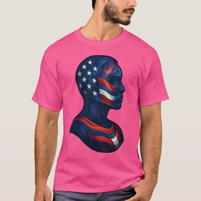 "Made of Stars & Stripes" – Celestial American T-Shirt (Front)