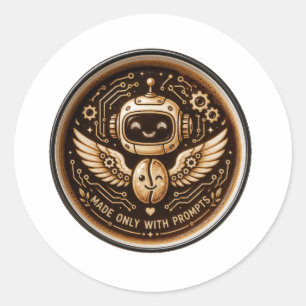 Made Only With Prompts Funny AI Coffee Robot Classic Round Sticker