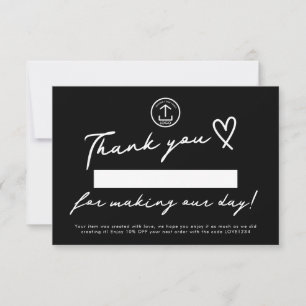 Made Our Day Editable Small Business Discount Code Thank You Card