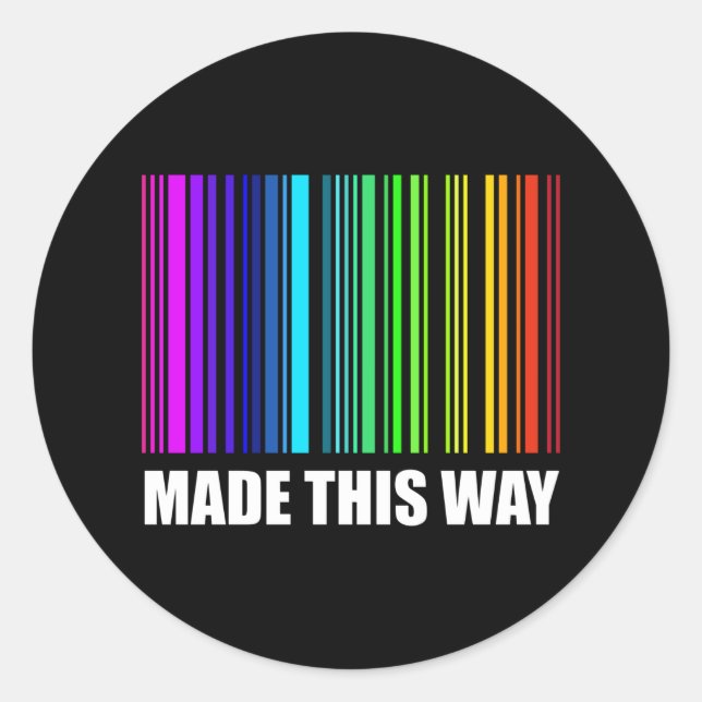MADE THIS WAY LGBT Pride Month Barcode Rainbow Classic Round Sticker (Front)
