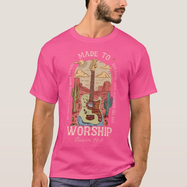 Made To Worship Boho Western Christian Guitar West T-Shirt (Front)
