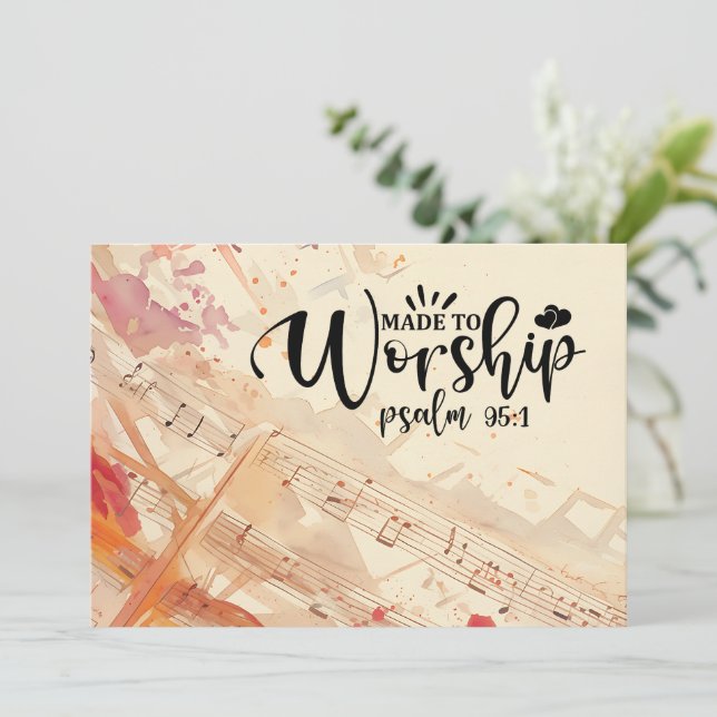 Made to Worship Christian Quote Psalm 95:1 Bible Card (Standing Front)