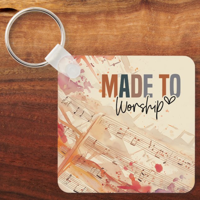 Made to Worship Inspirational Christian Quote  Key Ring (Front)