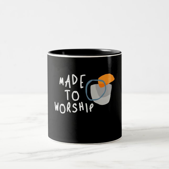 Made to Worship - Inspiring Christian Quote Two-Tone Coffee Mug (Center)