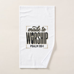 Made to Worship Psalm 95_1 Christian Vintage Desig Hand Towel