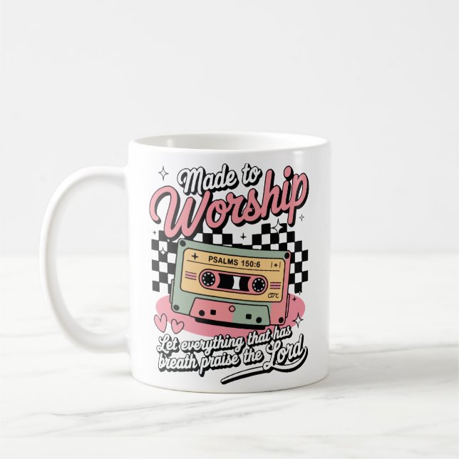 Made to Worship Psalms 150:6 Retro  Coffee Mug (Left)