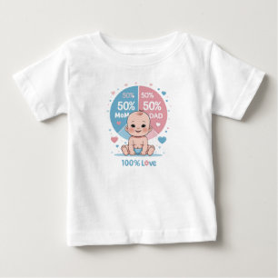 Made with 50% Mum, 50% Dad, 100% Love Baby T-Shirt