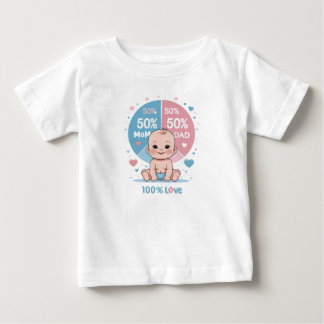 Made with 50% Mum, 50% Dad, 100% Love Baby T-Shirt
