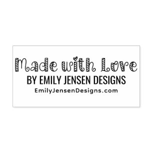 Made with Love #1 Business Name Website URL Self-inking Stamp