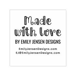 Made with Love #2 Business Name Website URL Self-inking Stamp