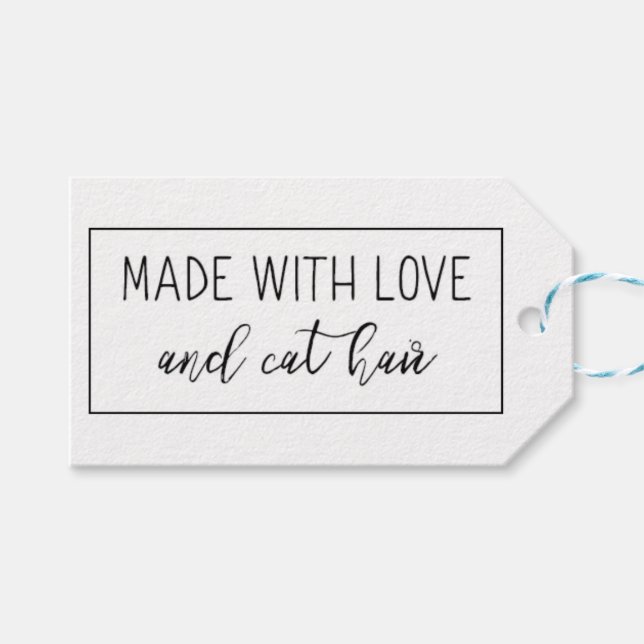 Made with Love and Cat Hair Gift Tag (Front (Horizontal))