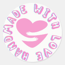 Made with love arms wrapped around heart sticker 