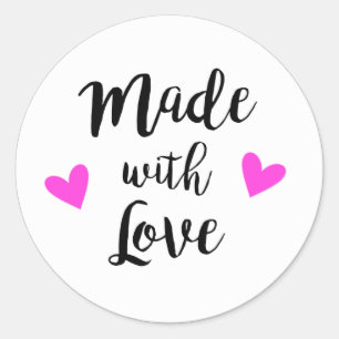 Made with love black, white and pink craft sticker