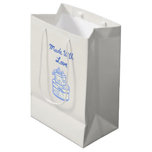 Made With Love   Blue And White Wedding Favour Medium Gift Bag