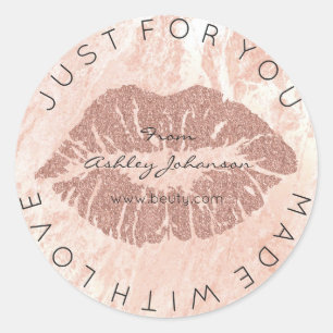 Made With Love Blush Lipstick Rose Pin Makeup Lips Classic Round Sticker
