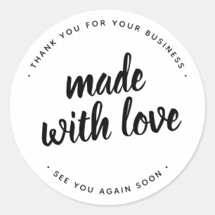 Made With Love Bold Script White Round Sticker