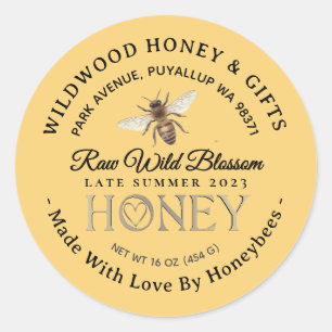 Made with Love By Bees Late Summer 2024 Honey Classic Round Sticker