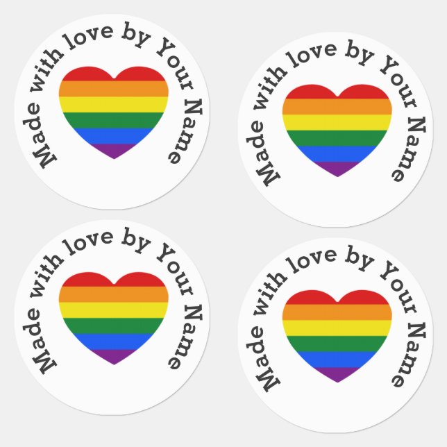 Made with Love by You Gay Pride Heart Iron-On (Group)