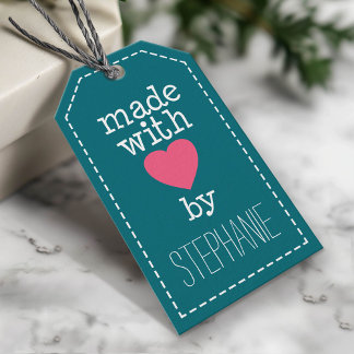 Made With Love By You - hot pink and blue Gift Tags