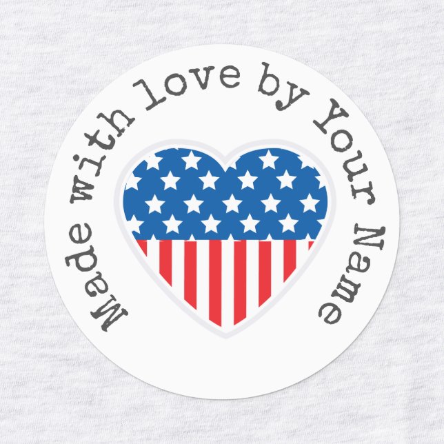 Made with Love by You Patriotic Heart Iron-On (Design 1)