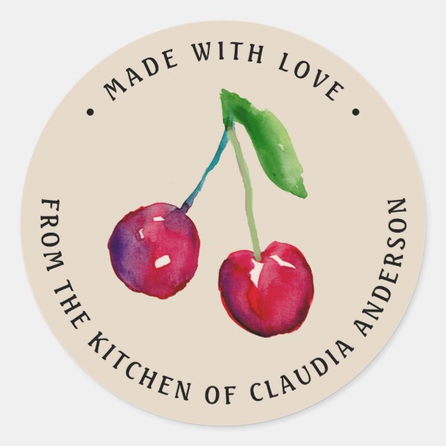 Made With Love Cherry Round Packaging Sticker (Front)