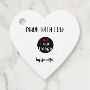 Made With Love Chic Professional Custom Logo Heart Favour Tags