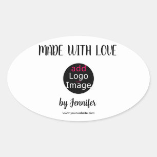 Made With Love Chic Professional Custom Logo Oval Sticker