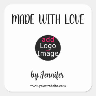 Made With Love Chic Professional Custom Logo Square Sticker