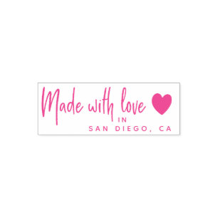 Made With Love, City Name, Small Business Self-inking Stamp