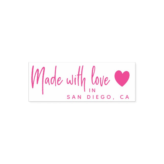 Made With Love, City Name, Small Business Self-inking Stamp (Design)