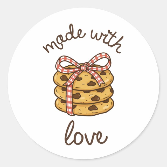 Made With Love Cookie Bakery Label Sticker | Homem (Front)