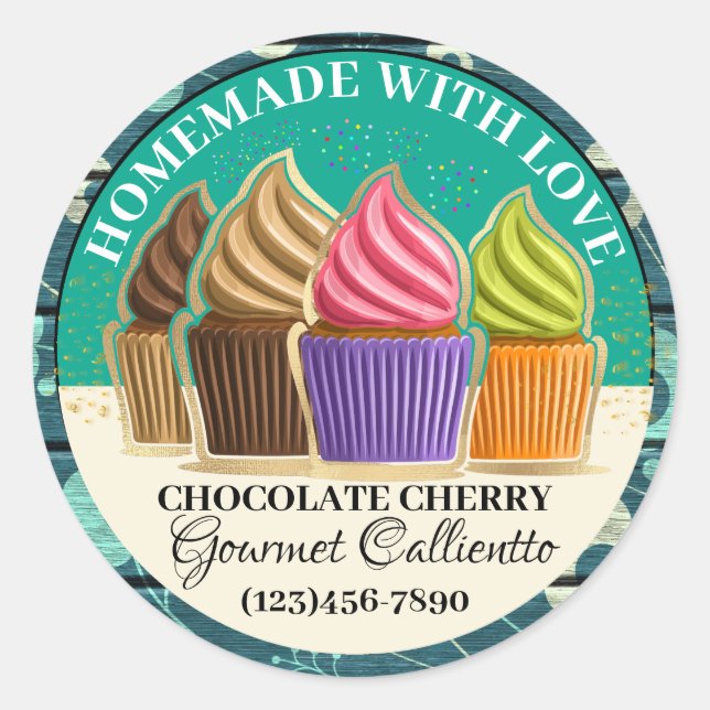 Made With Love Cupcake Food Sticker (Front)
