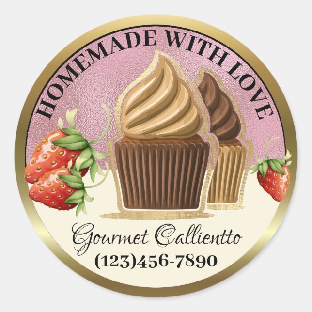 Made With Love Cupcake Food Sticker (Front)