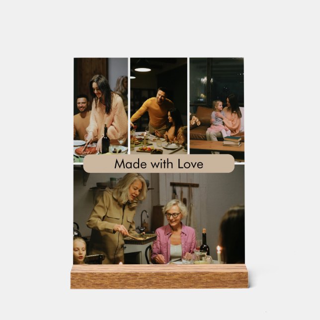 Made with Love Custom Family Photo Acrylic Sign (Front)