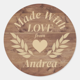 Made with Love Custom Name Classic Round Sticker