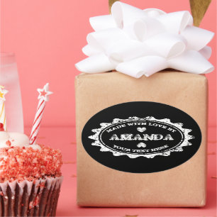 Made with love custom stickers for baking products