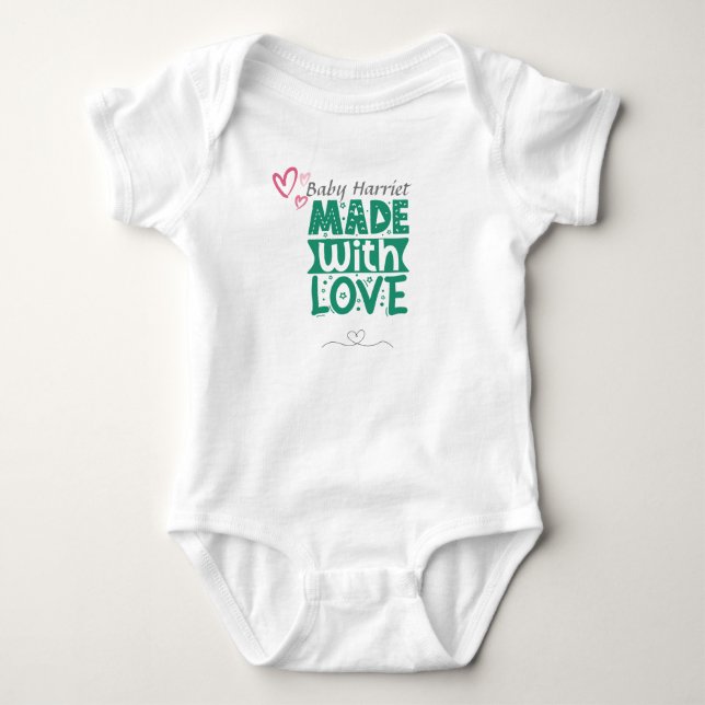 Made with Love - customize name  Baby Bodysuit (Front)